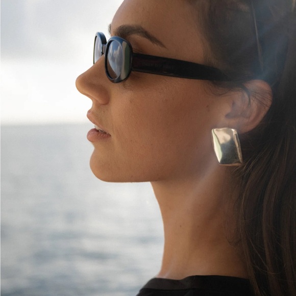 Silver Rectangular Earrings*Cait Earrings*High Gloss Finish*Old Money Statement - Picture 1 of 6